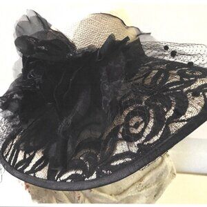 Kentucky Derby Straw Hat *Designer* Ivory with Adjustable Sizer Band Black Band